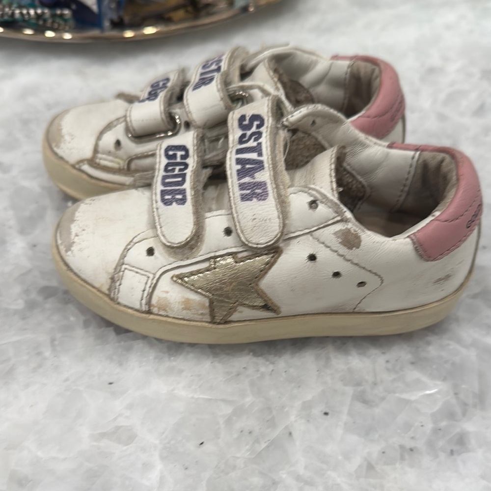 Golden Goose Kids White and Pink Sneakers